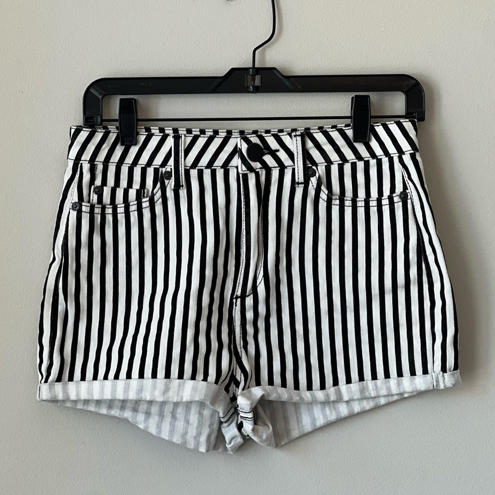 TOPSHOP MOTO STRIPED DENIM JEAN SHORTS